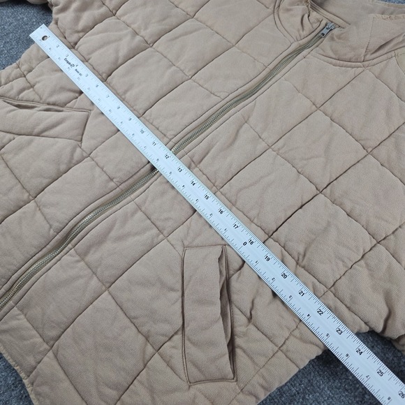 Quince Organic Cotton Quilted Knit Jacket Women Size L Chestnut Full Zip Puffer - Picture 5 of 9